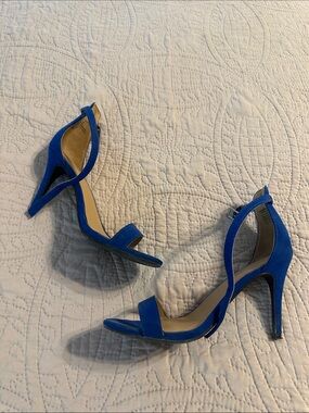 Elegant Blue Suede High Heel Sandals - Women's Dress Shoes